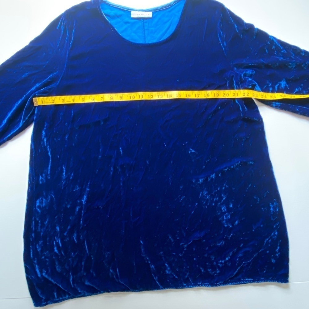 Bryn Walker Women's Silk Blend Velvet Tunic 3/4 Sleeve in Royal Blue Size Medium - Picture 9 of 13